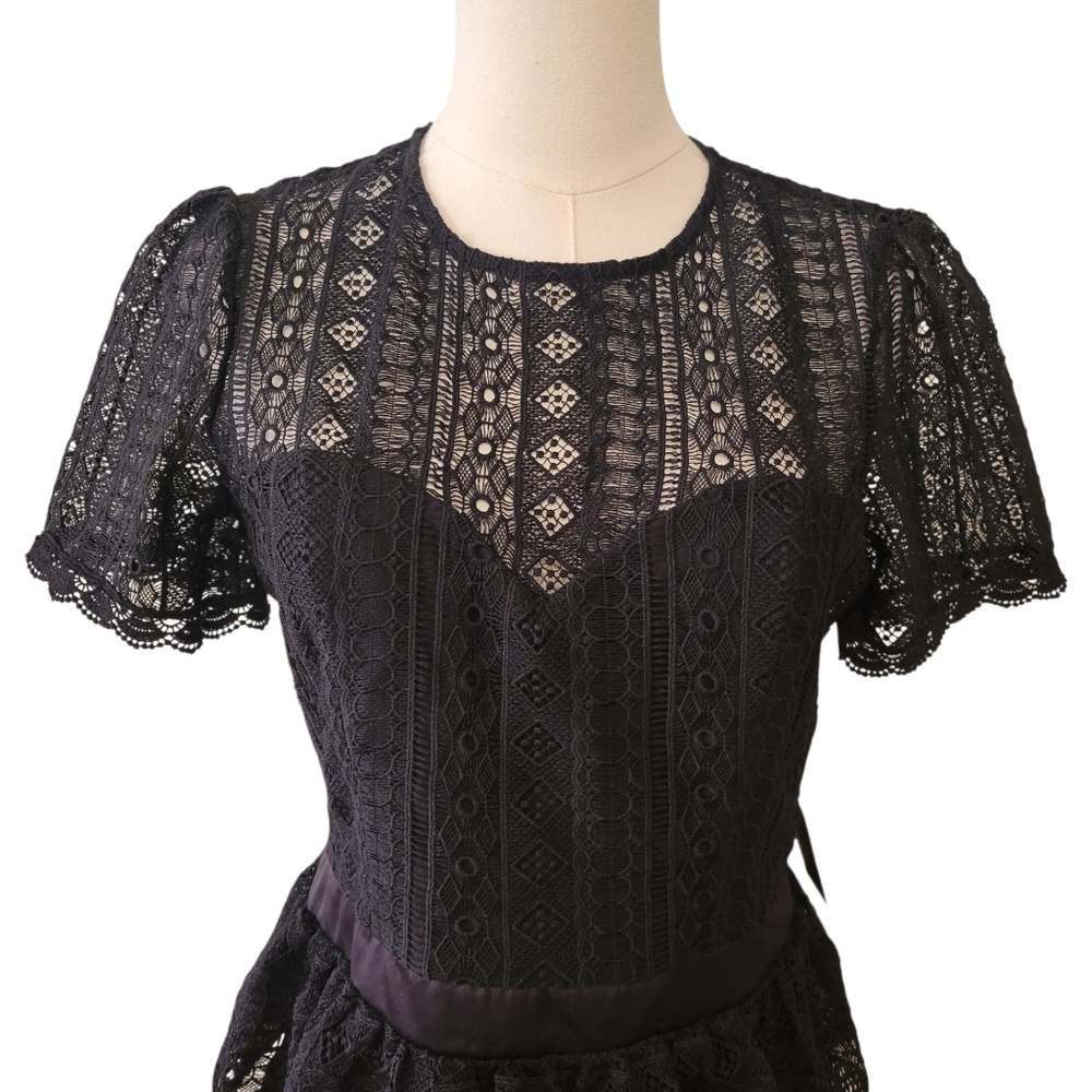 NWT Express Black Lace Layered Mini Dress Size Medium - Picture 3 of 6